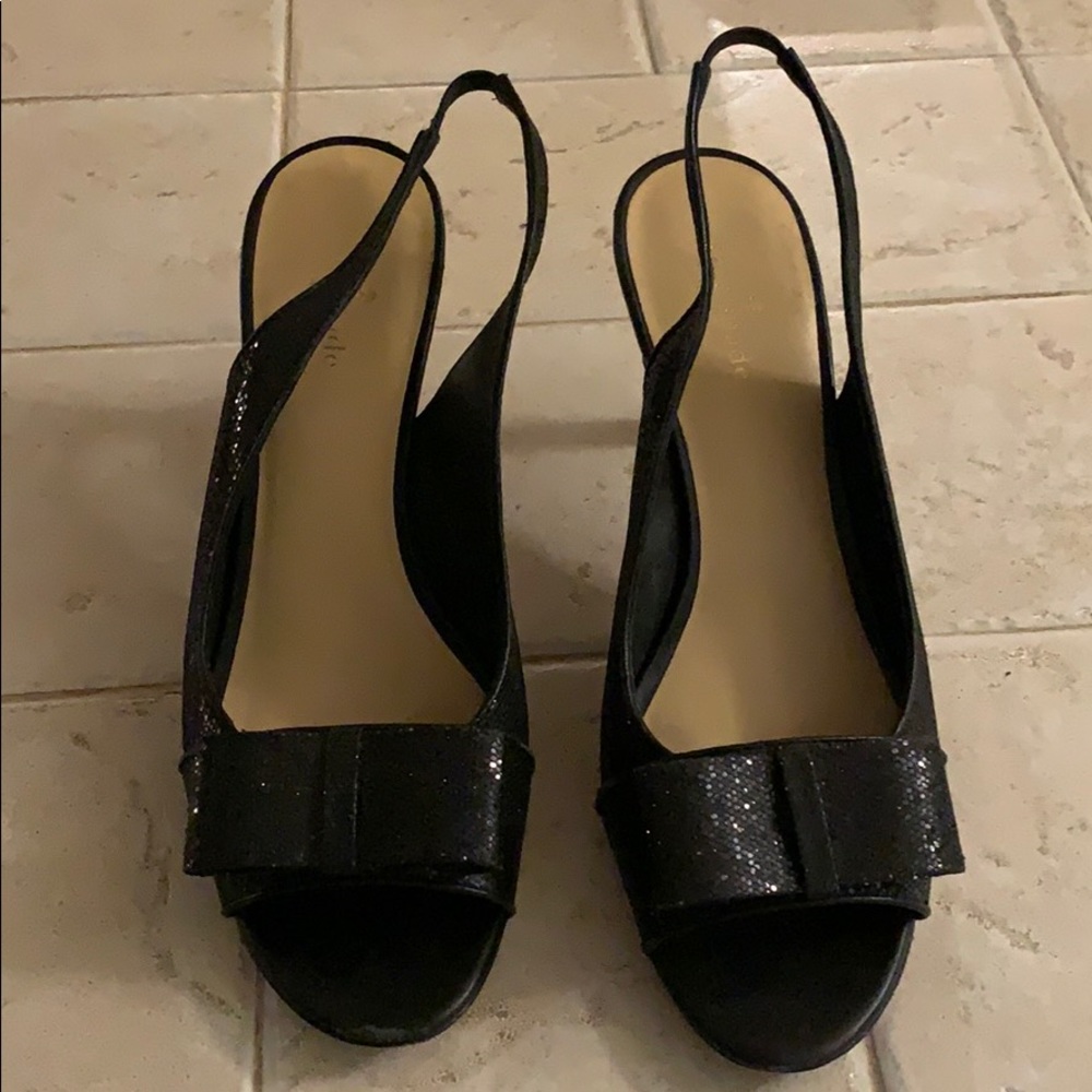 Kate Spade Black Sparkling Slingback Heels Sz 10